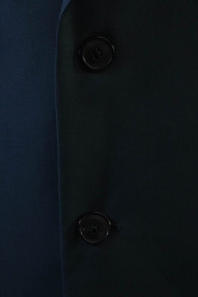 Paul Smith Mens Suit Jacket Green Wool Mohair Collared Button Solid Size M