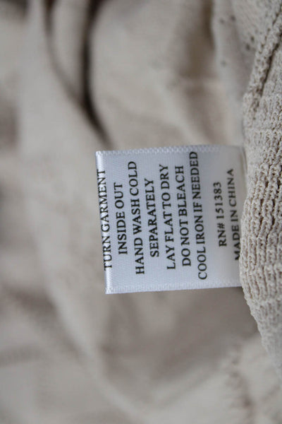 Current Air Women Beige Geometric Crew Neck Short Sleeve T-Shirt Size M