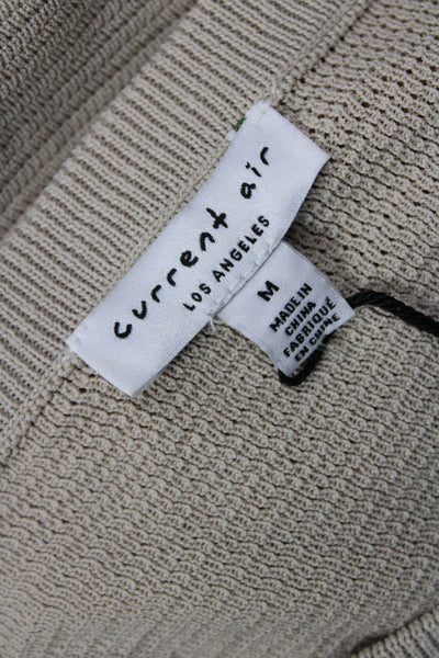 Current Air Women Beige Geometric Crew Neck Short Sleeve T-Shirt Size M