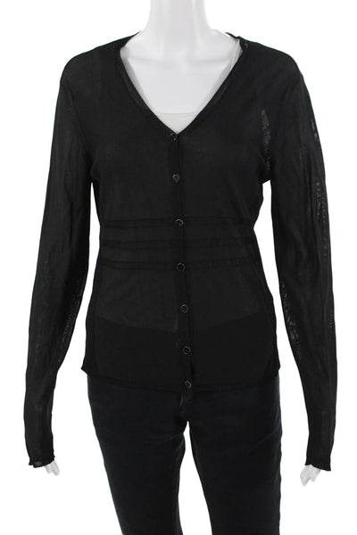 Etcetera Women Cardigan Black V-Neck Button Long Sleeve Viscose Size L