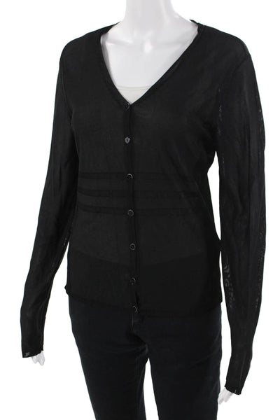Etcetera Women Cardigan Black V-Neck Button Long Sleeve Viscose Size L