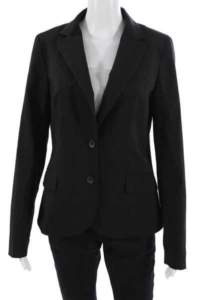 Club Monaco Women Black Wool Blend Blazer Collared Button Classic Size 8