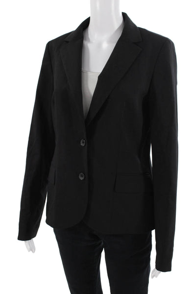 Club Monaco Women Black Wool Blend Blazer Collared Button Classic Size 8