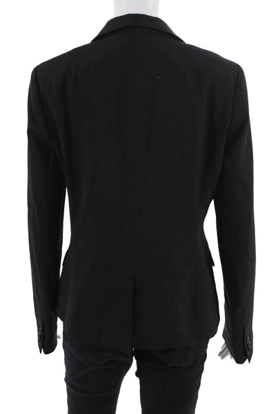 Club Monaco Women Black Wool Blend Blazer Collared Button Classic Size 8