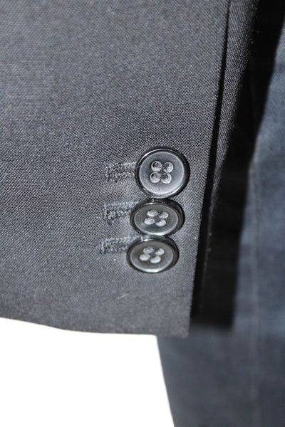 Club Monaco Women Black Wool Blend Blazer Collared Button Classic Size 8