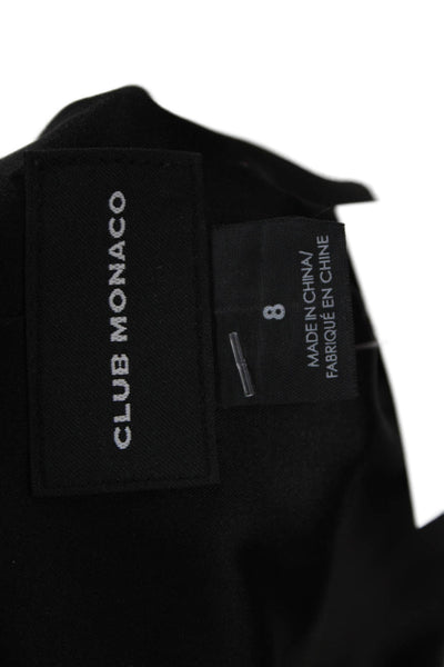 Club Monaco Women Black Wool Blend Blazer Collared Button Classic Size 8