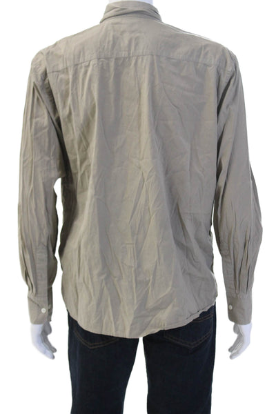 Theory Men's Long Sleeves Collared Button Down Shirt Beige Size M