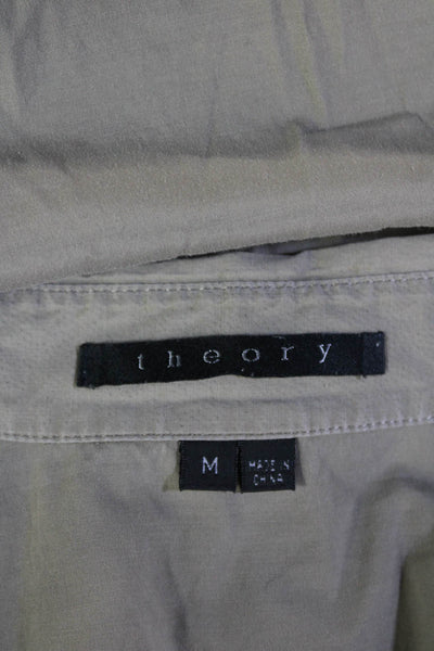 Theory Men's Long Sleeves Collared Button Down Shirt Beige Size M