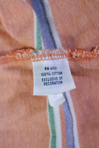 Polo Ralph Lauren Mens Short Sleeve Collared Striped Cotton Polo Orange Size L