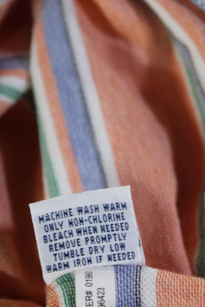 Polo Ralph Lauren Mens Short Sleeve Collared Striped Cotton Polo Orange Size L