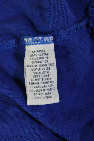 Polo Ralph Lauren Men Button-Down Solid Blue Cotton Short Sleeve Shirt Size L