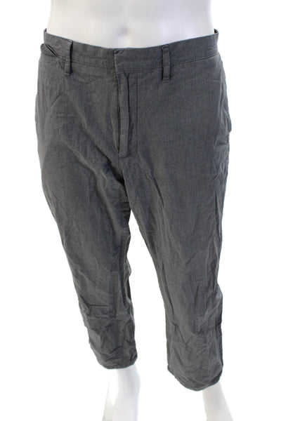 J Crew Men Cropped Ankle Pants Gray Button Cotton Size 34