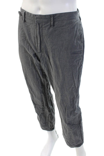J Crew Men Cropped Ankle Pants Gray Button Cotton Size 34