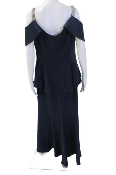 Daymor Women Maxi Dress Dark Blue Zip Long Designer Size 14