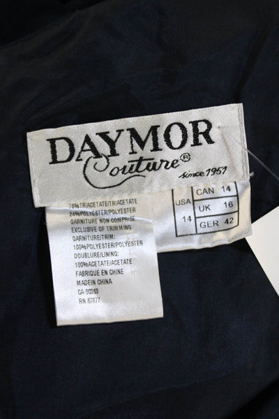 Daymor Women Maxi Dress Dark Blue Zip Long Designer Size 14