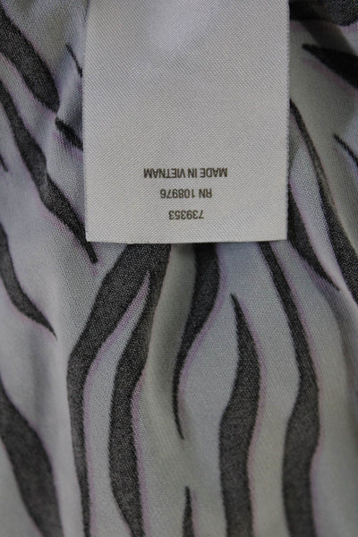 Iman Women Tunic Blouse Black Animal Print V-Neck 3/4 Sleeve Size L