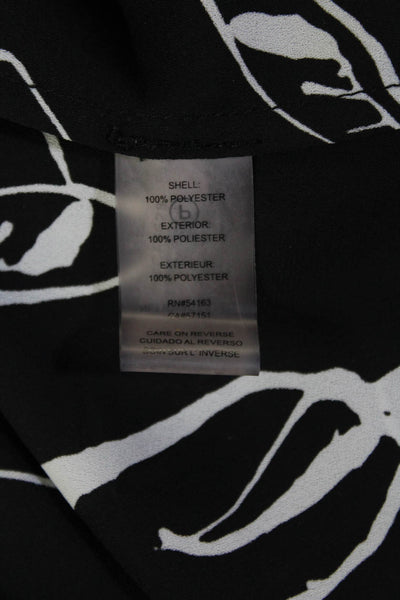 Karl Lagerfeld Women Black Floral V-Neck Tunic Blouse 3/4 Sleeve Size L