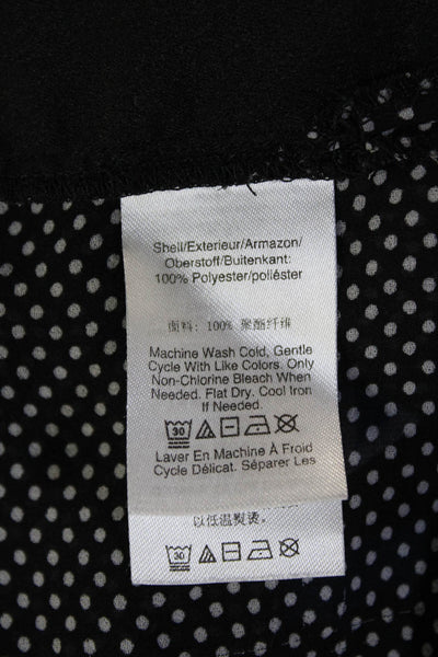 DKNY Womens Black Polka Dot V-Neck Long Sleeve Basic Blouse Size L