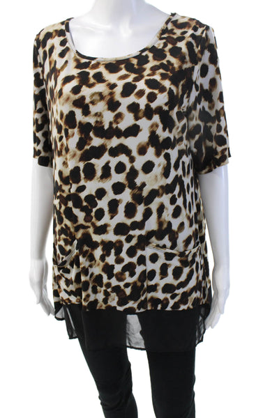 Nina Leonard Womens Tunic Animal Print Beige Maternity Size L