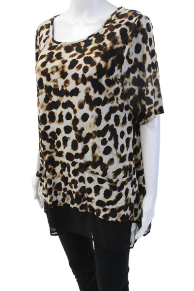 Nina Leonard Womens Tunic Animal Print Beige Maternity Size L
