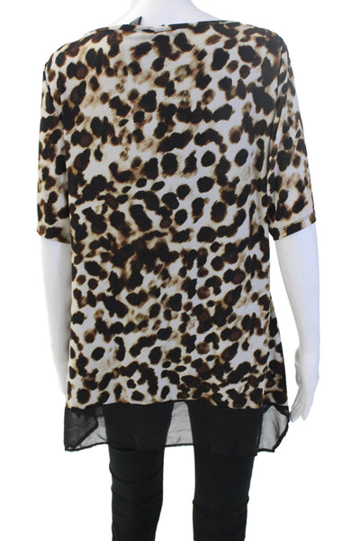 Nina Leonard Womens Tunic Animal Print Beige Maternity Size L