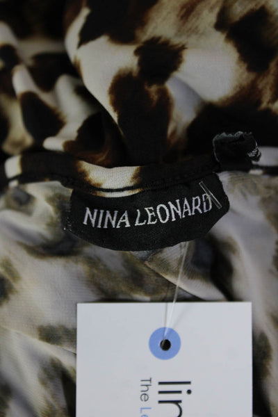 Nina Leonard Womens Tunic Animal Print Beige Maternity Size L