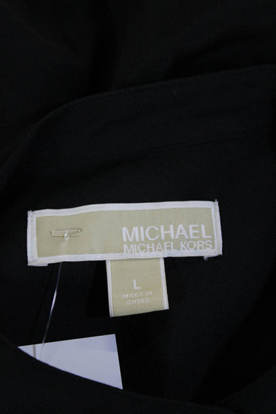 Michael Michael Kors Women Mock Neck Long Sleeve Blouse Black Size L