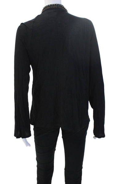 Alfani Women Tunic V-Neck Long Sleeve Black Modal Supima Cotton Size XL