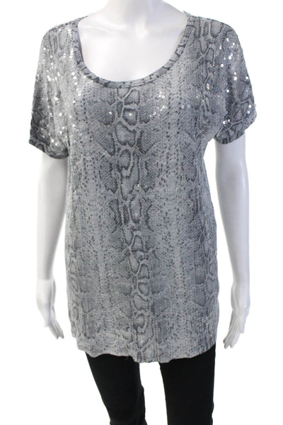 Michael Michael Kors Women Tunic Short Sleeve Gray Animal Print Size M