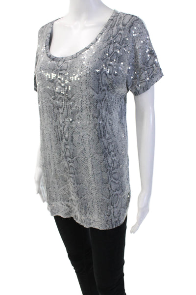 Michael Michael Kors Women Tunic Short Sleeve Gray Animal Print Size M