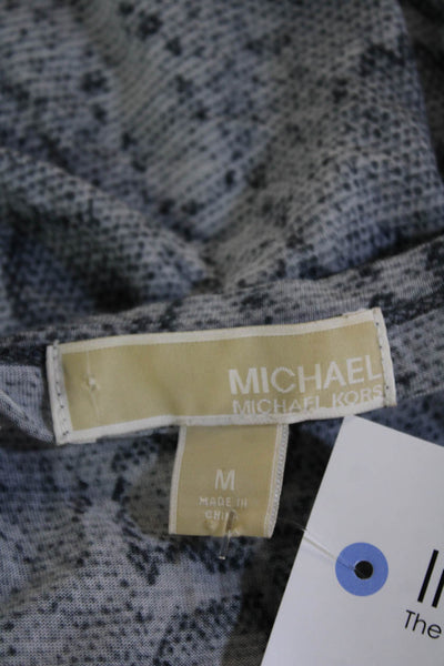 Michael Michael Kors Women Tunic Short Sleeve Gray Animal Print Size M