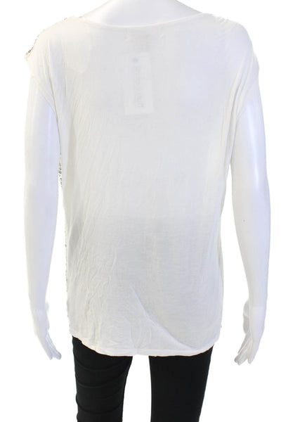 Michael Michael Kors Women Sleeveless V-Neck Tunic Blouse White Size L