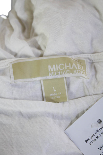 Michael Michael Kors Women Sleeveless V-Neck Tunic Blouse White Size L