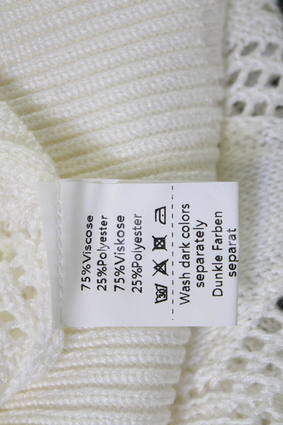 Grace Karin, Women V-Neck Geometric Short Sleeve Cardigan White Size M