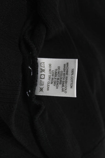 Able Womens Basic Black Long Sleeve Crew Neck Cotton T-Shirt Size L