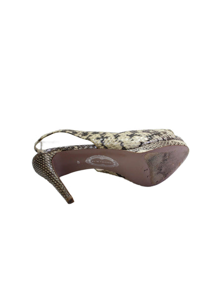 Elie Tahari Womens Stiletto Snakeskin Slingback Sandals Brown Size 40