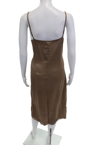 Able Women Slip Dress Brown V-Neck Sleeveless 100% Viscose Size M