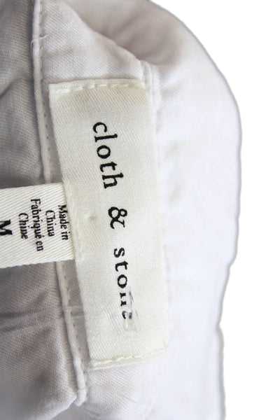 Cloth & Stone Womens Basic White V-Neck Blouse Long Sleeve Tencel Size M