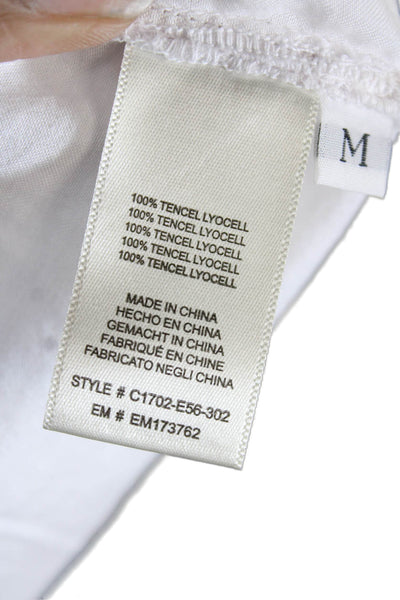 Cloth & Stone Womens Basic White V-Neck Blouse Long Sleeve Tencel Size M