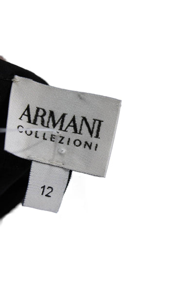 Armani Collezioni Women Black Striped Tank Round Neck Sleeveless Size 12