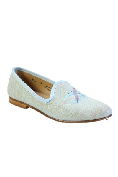 Del Toro for Moda Operandi Womens Slip-On Embroidered Loafers Blue Size 6
