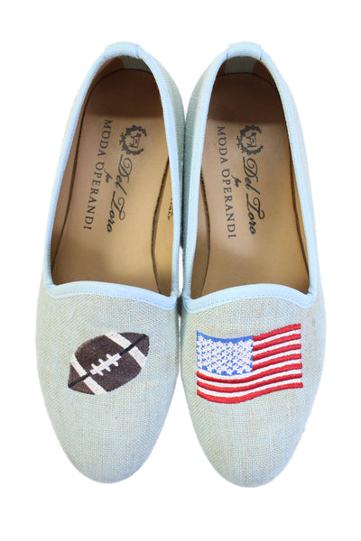 Del Toro for Moda Operandi Womens Embroidered Slipper Loafers Blue Size 6