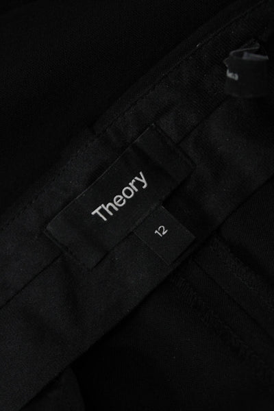 Theory Unisex Dress Pants Black Wool Hook & Eye Size 12