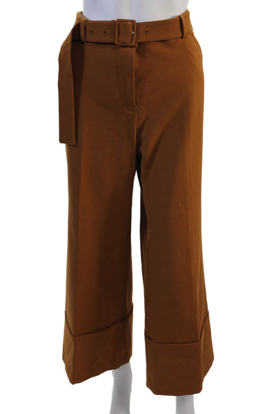 Sara Battaglia, Women, Brown Cropped Dress Pants Buckle Detail Size S