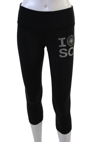 Lululemon Women Capri Cropped Biker Graphic Leggings Black Size 4