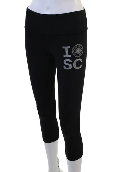Lululemon Women Capri Cropped Biker Graphic Leggings Black Size 4
