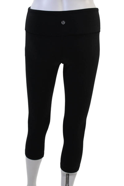 Lululemon Women Capri Cropped Biker Graphic Leggings Black Size 4