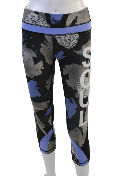 Lululemon Women Graphic Print Black Capri Leggings Size 4