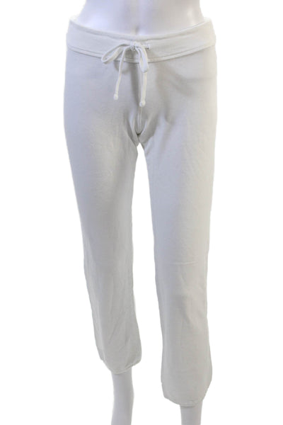 James Perse Women Cropped Sweatpants White Drawstring Supima Cotton Size 1