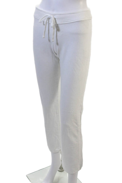 James Perse Women Cropped Sweatpants White Drawstring Supima Cotton Size 1